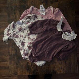 Nicole Miller Pink and Purple Baby Bodysuit Set